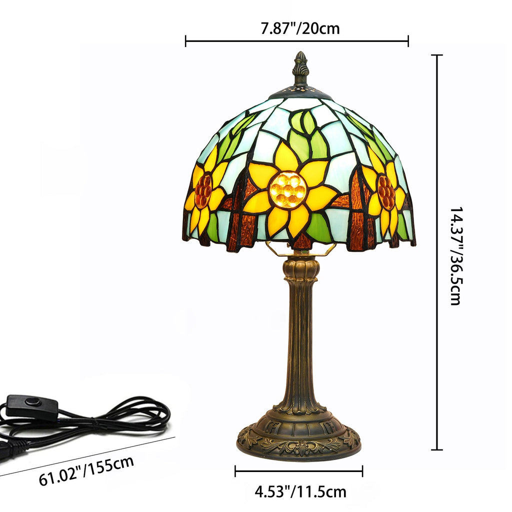 Resin Glass Dome Sunflower Table Lamp