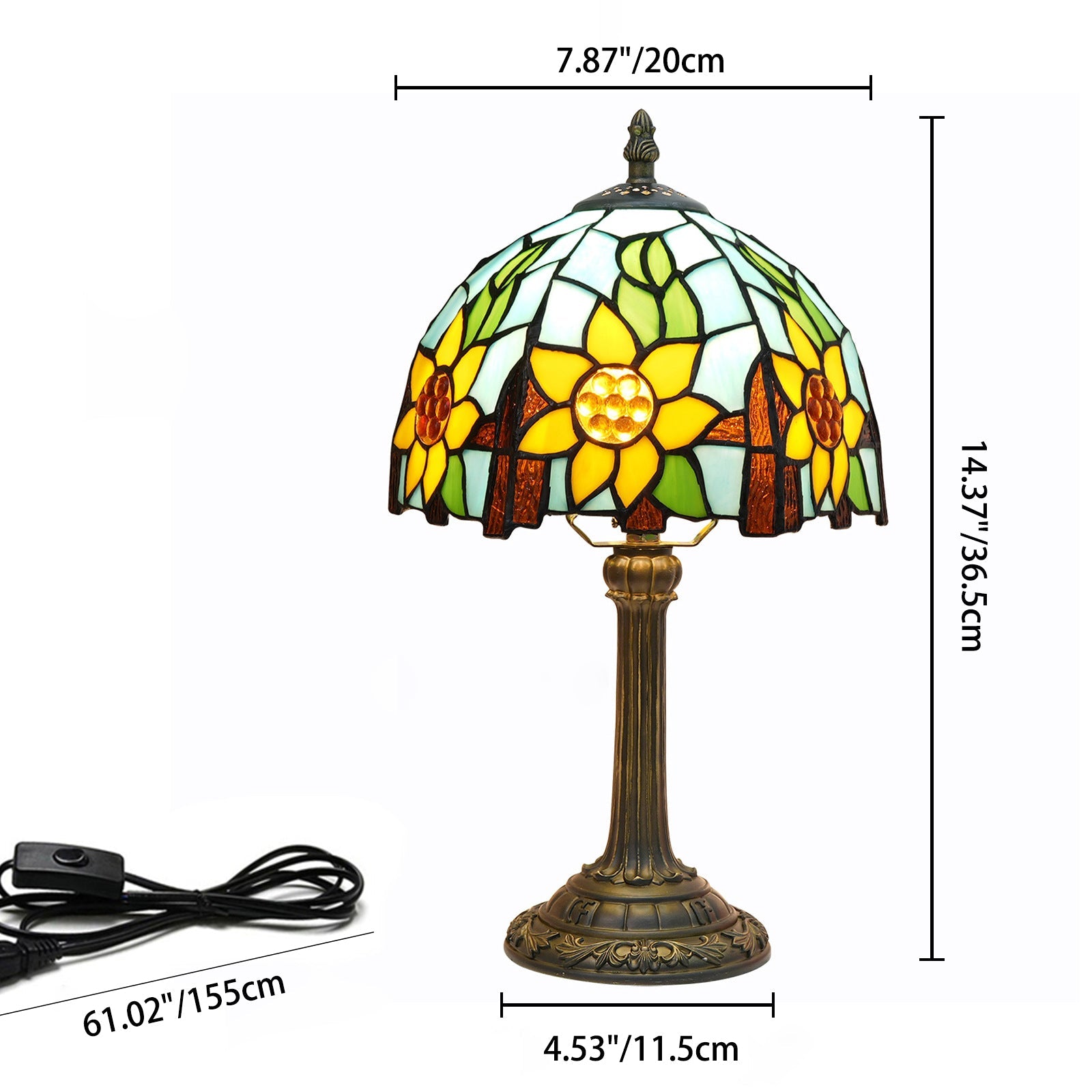 Resin Glass Dome Sunflower Table Lamp