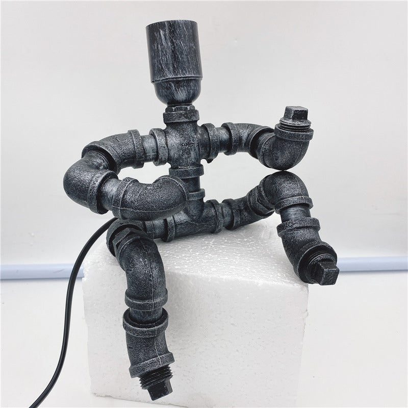 Iron Water Pipe Robot Table Lamp
