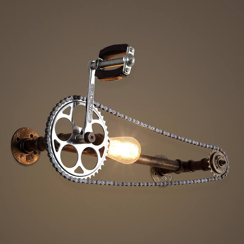 Steampunk Gear Pedal Bicycle Wall Lamp