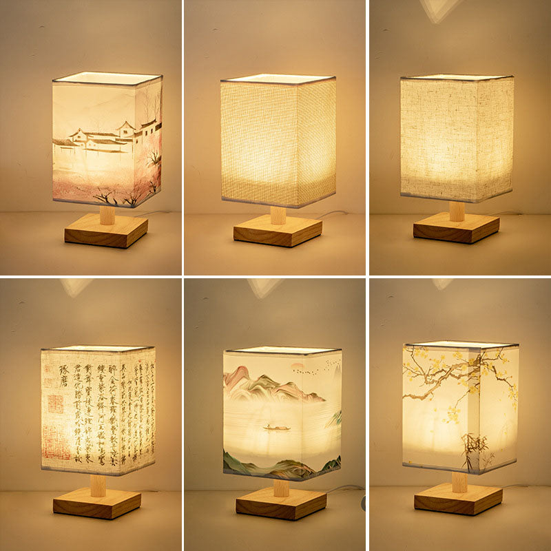 Fabric Square Bedroom Table Lamp