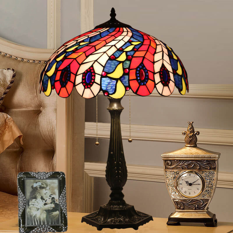 Peacock Tail Feather Pattern Table Lamp