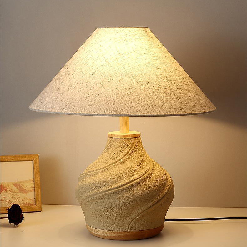 Cone Fabric Concrete Vase Table Lamp