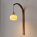 Round Ceramic Glass Wood Wall Lamp