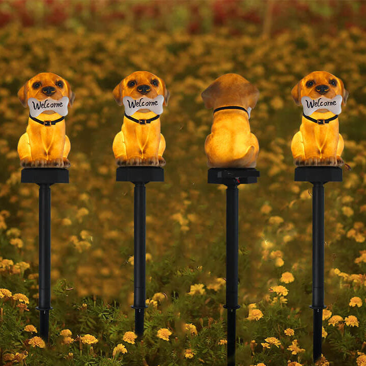 Dog Resin Solar Waterproof Outdoor Light