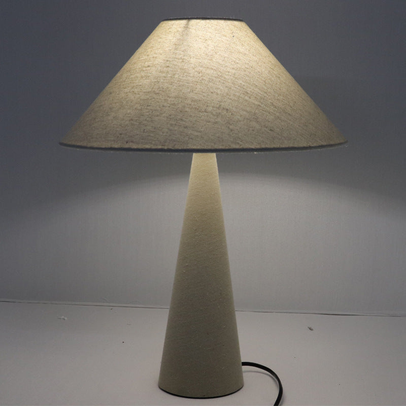 Linen Fabric Cone Column Table Lamp