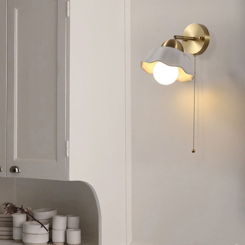 Floral Copper Ceramic Pull Wall Lamp