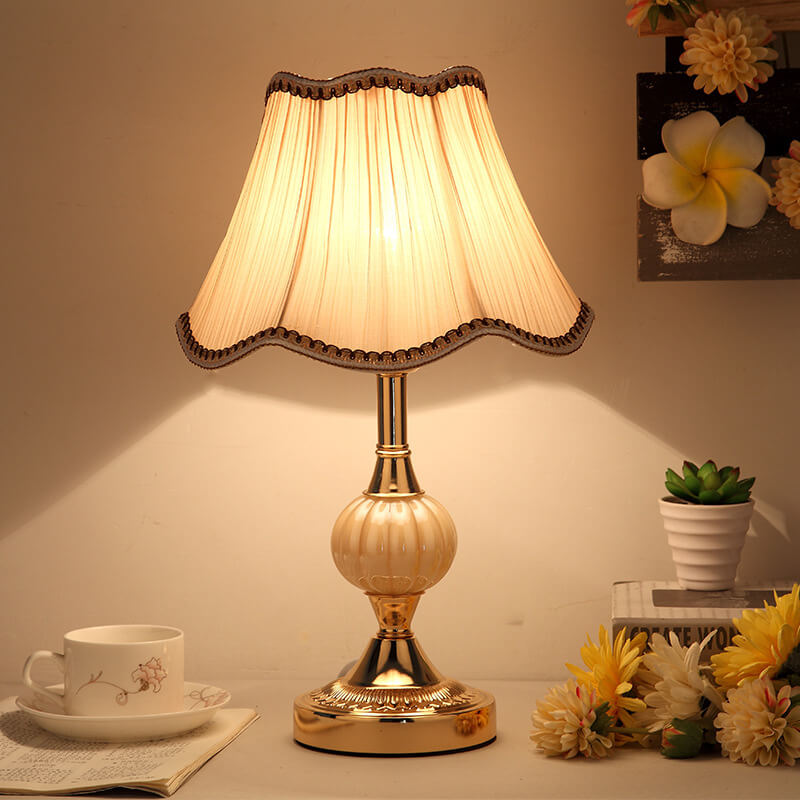 Floral Glass Fabric Table Lamp