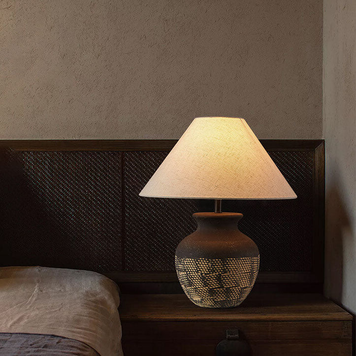 Fabric Ceramic Jar Study Table Lamp