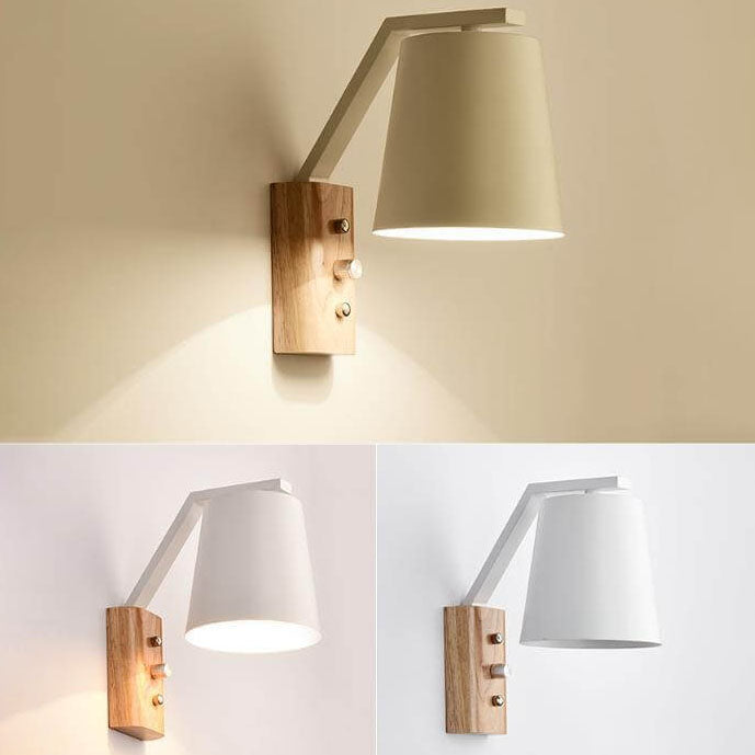 Solid Wood Cylindrical Wall Lamp