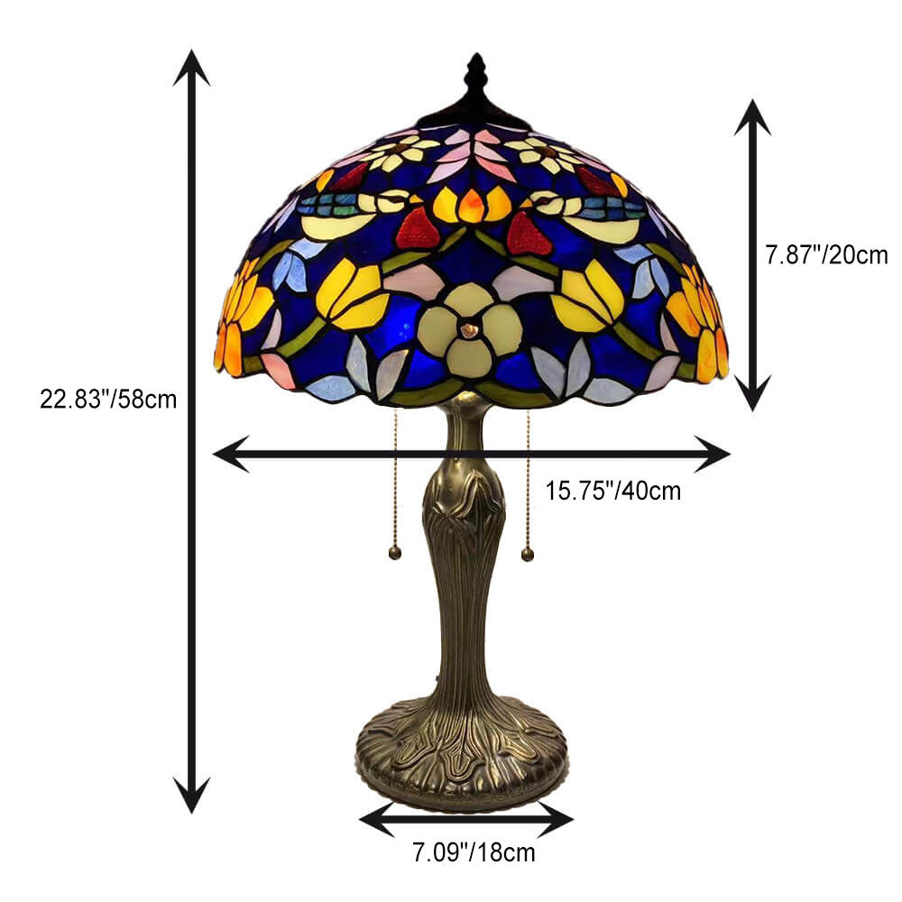 Iron Stained Glass Flower Table Lamp
