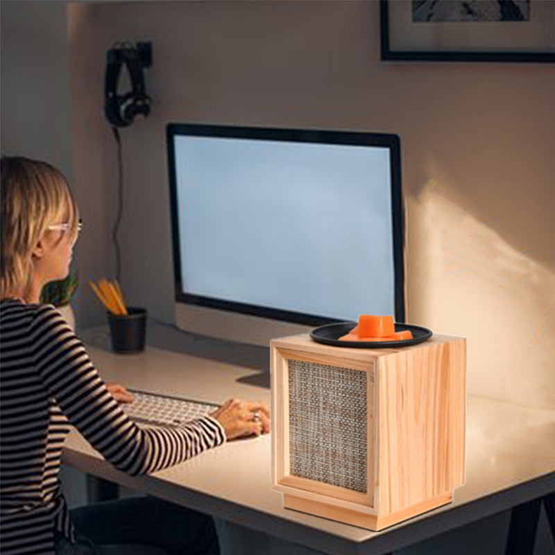 Wood Square Melting Wax Table Lamp