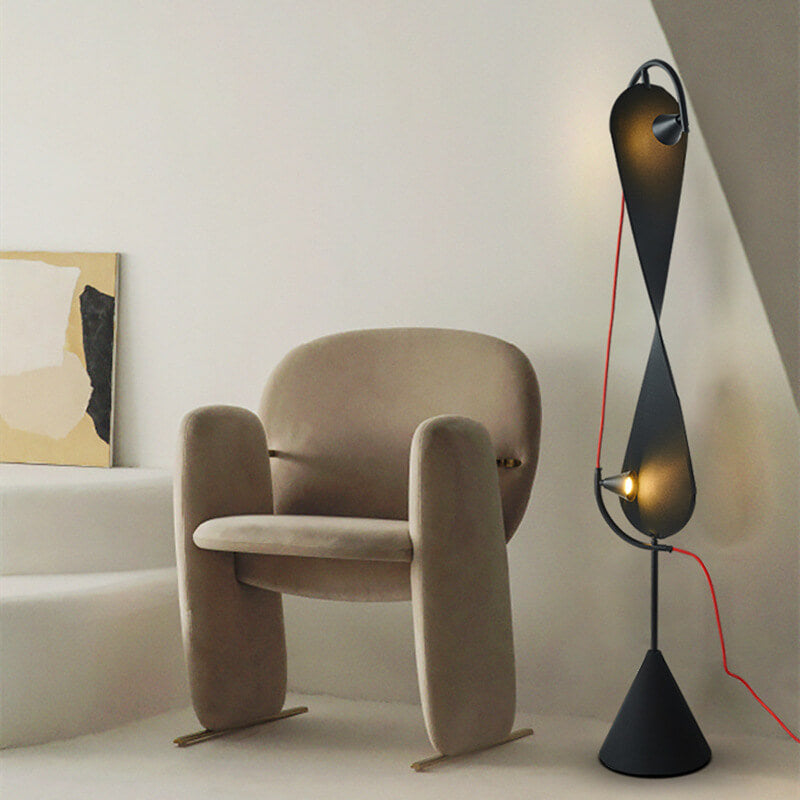 Spiral Iron High-stretch Fabric 2-Light Floor Lamp