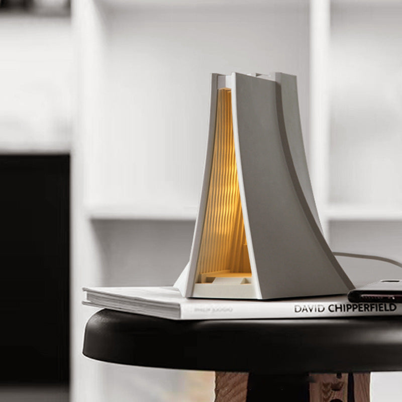 Triangle Concrete Bedroom Table Lamp