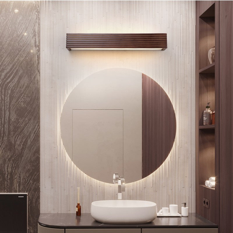Striped Wood Cuboid Vanity Wall Lamp