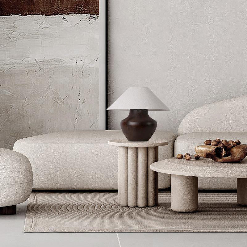 Round Jar Ceramic Fabric Table Lamp