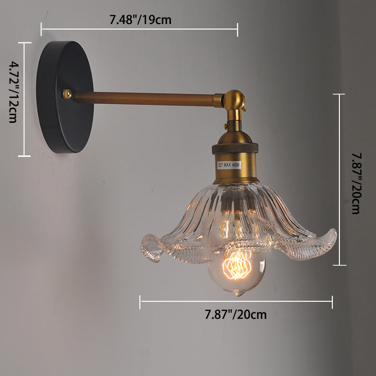 Iron Glass Flower Bedside Wall Lamp