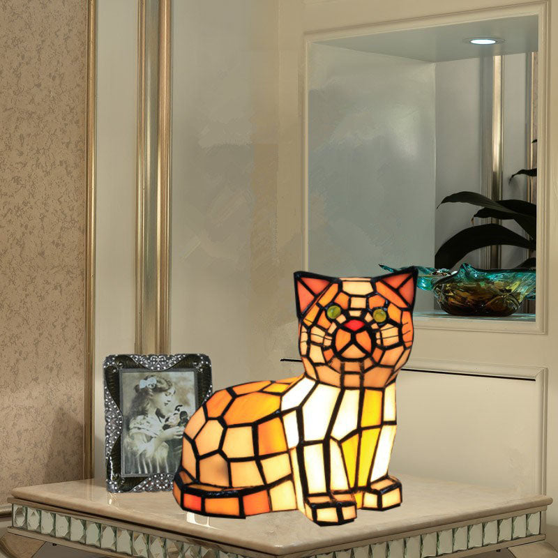 Stained Glass Cat Bedroom Table Lamp