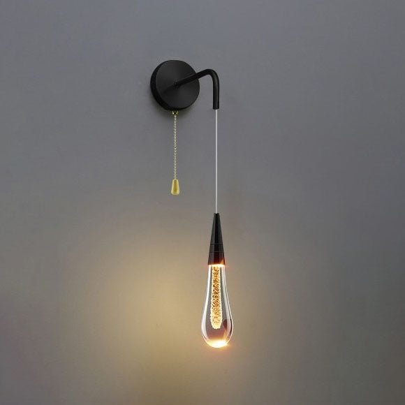 Teardrop Shape Crystal Bedroom Wall Lamp