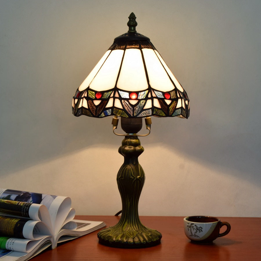 Style Gemstone Cone Stained Table Lamp