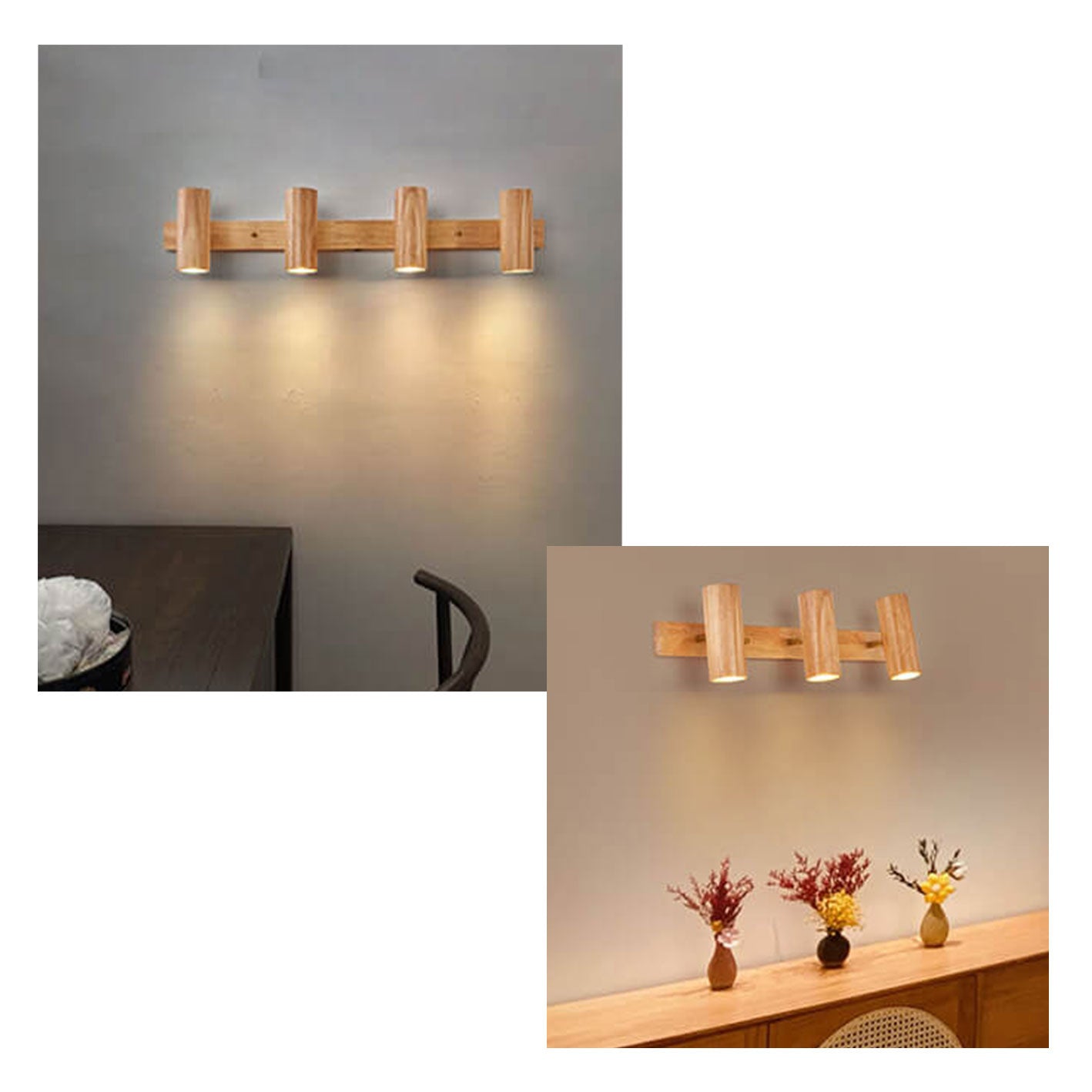 Wood 1/2/3 2-Light Wall Lamp