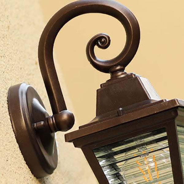 Striped Glass Square Cage Outdoor Light