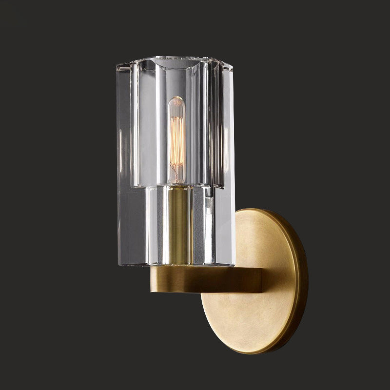 Crystal Cylindrical Brass Wall Lamp