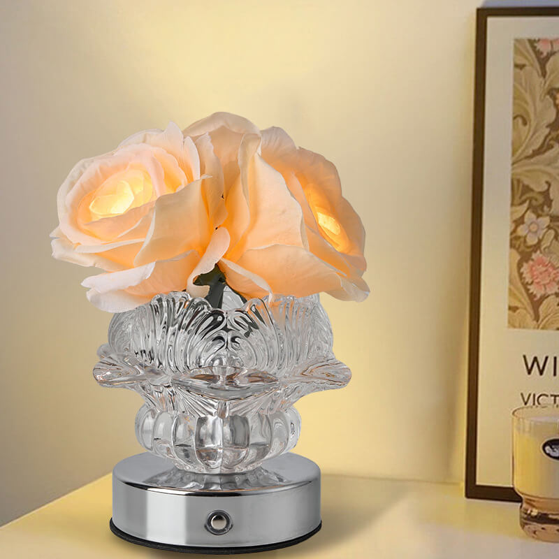 Decorative Rose Metal Glass Table Lamp