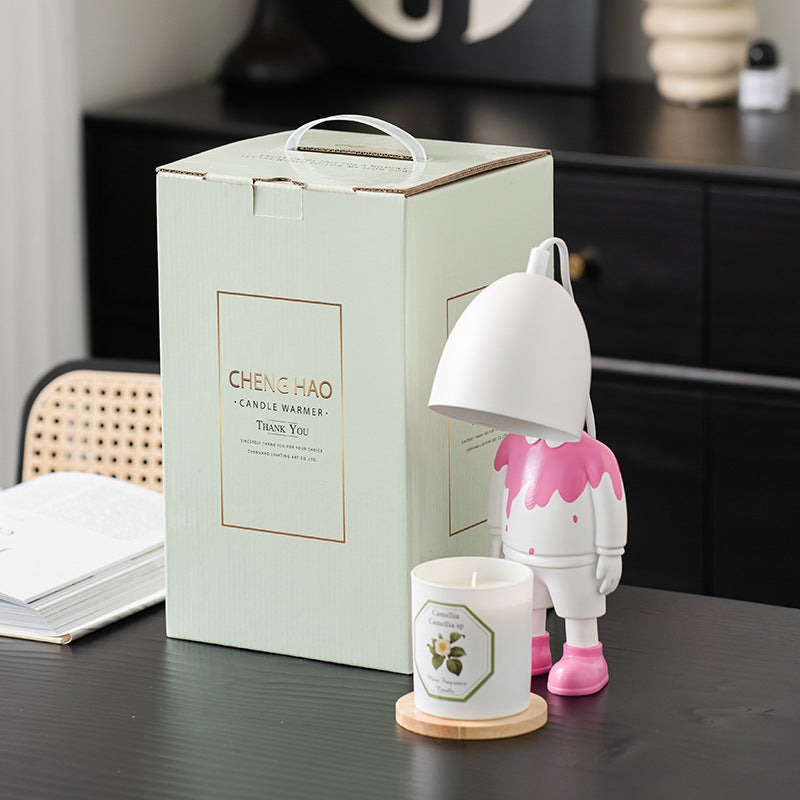 Pink Ink Splash Robot Table Lamp