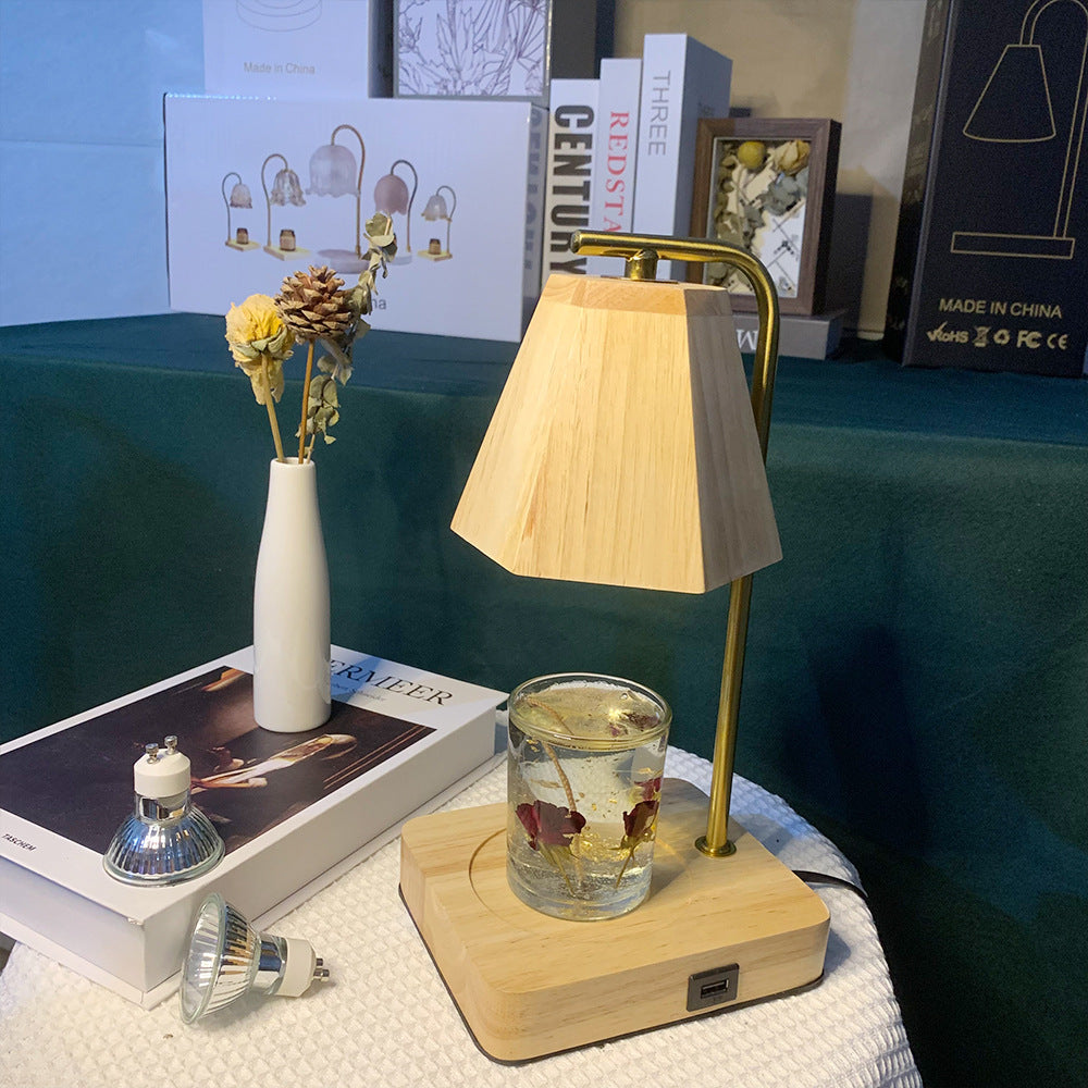 Wooden Hexagonal Liftable Melting Table Lamp