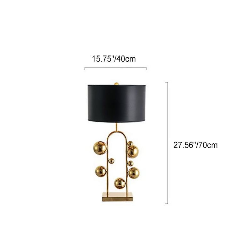 Fabric Round Iron Globe Table Lamp
