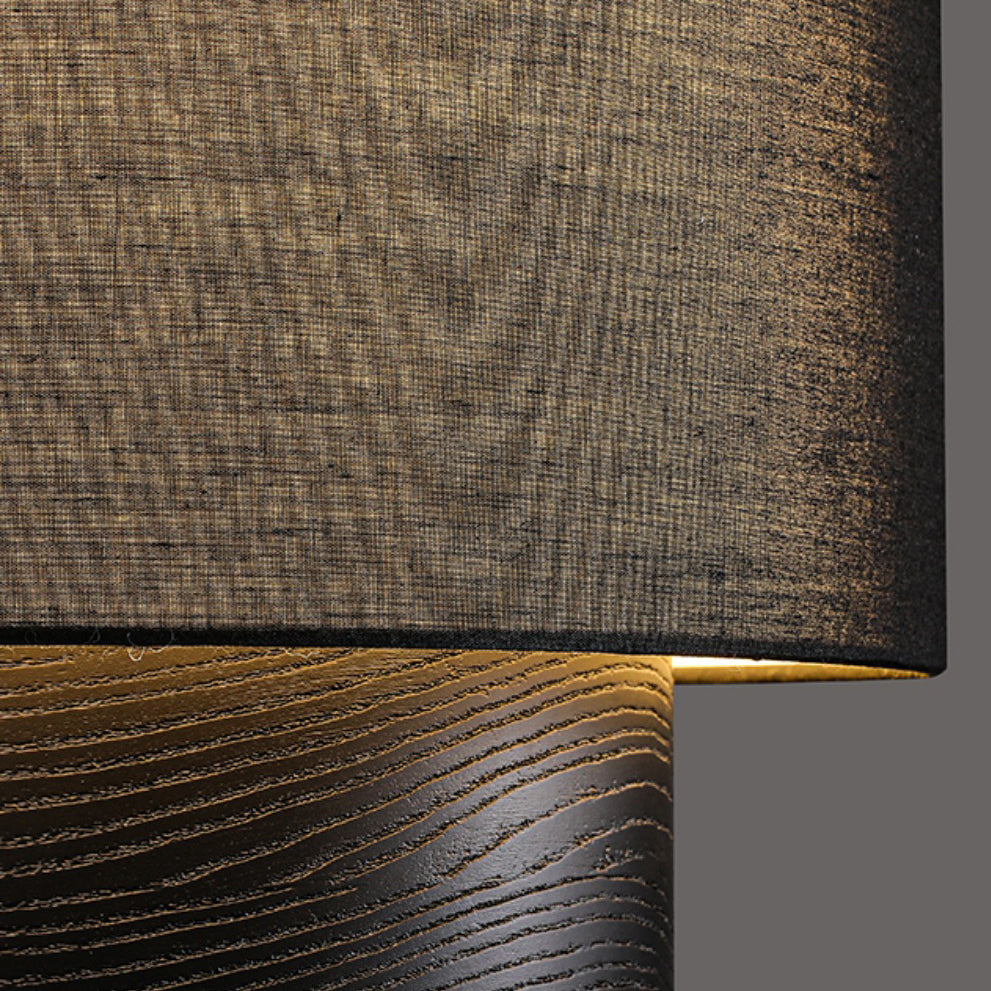 Farmhouse Cylinder Wood Fabric Table Lamp