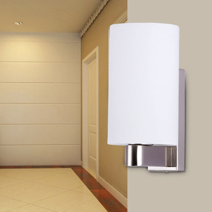 Iron Glass Cylinder Hallway Wall Lamp