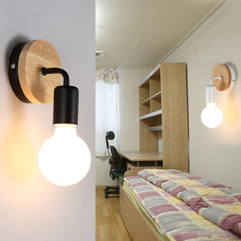 Bent Wood Iron Bedroom Wall Lamp