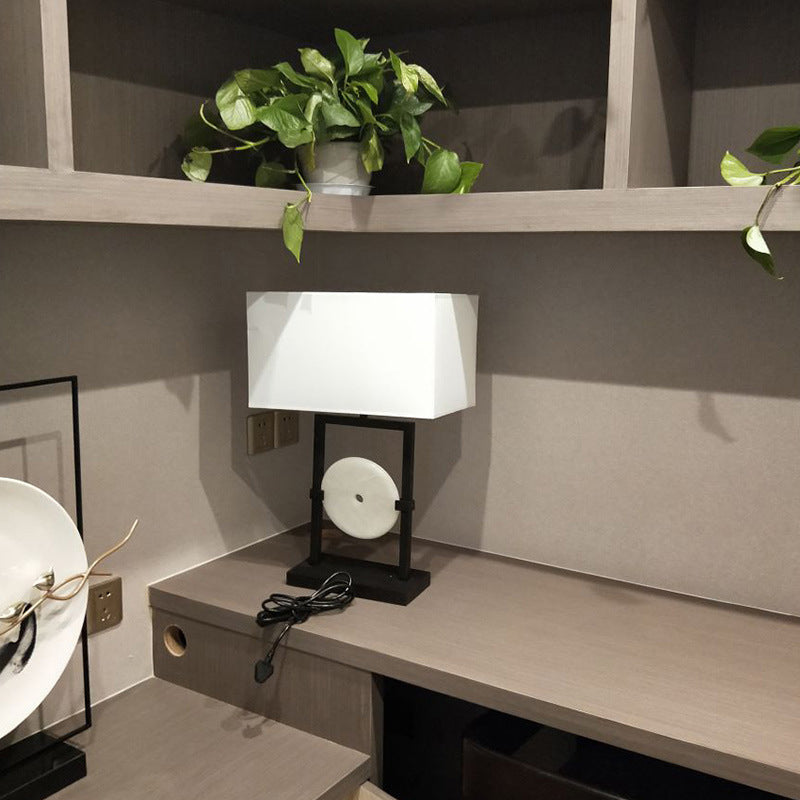 Rectangular Frame Round Hardware Table Lamp