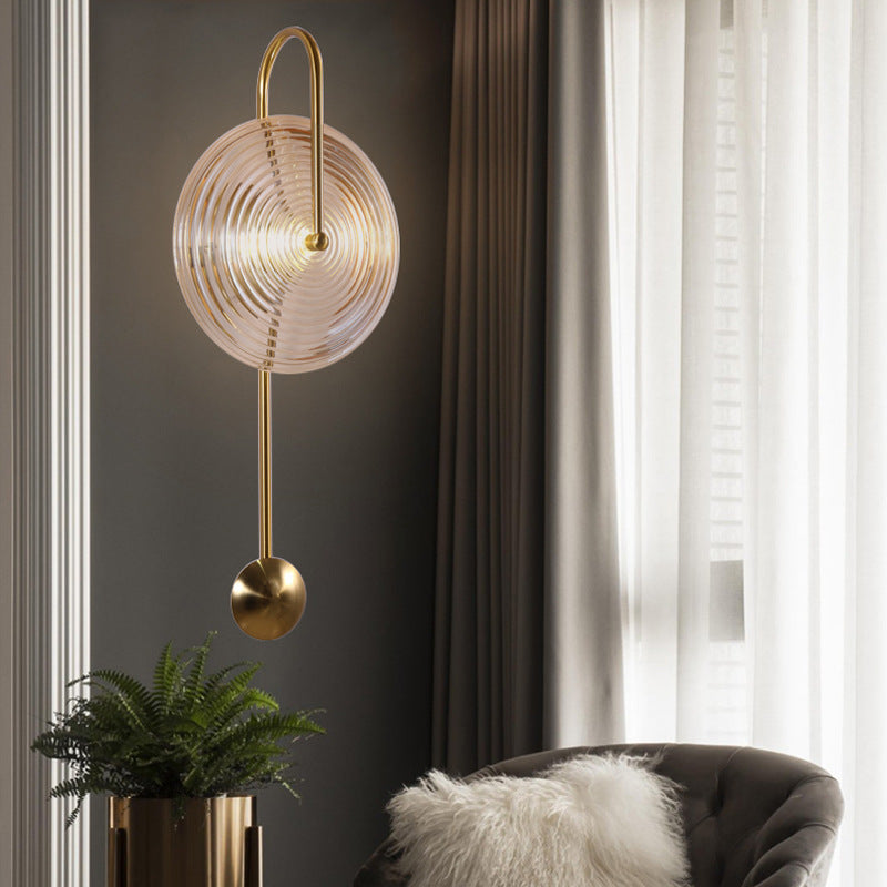 Round Ripple Iron Glass Wall Lamp