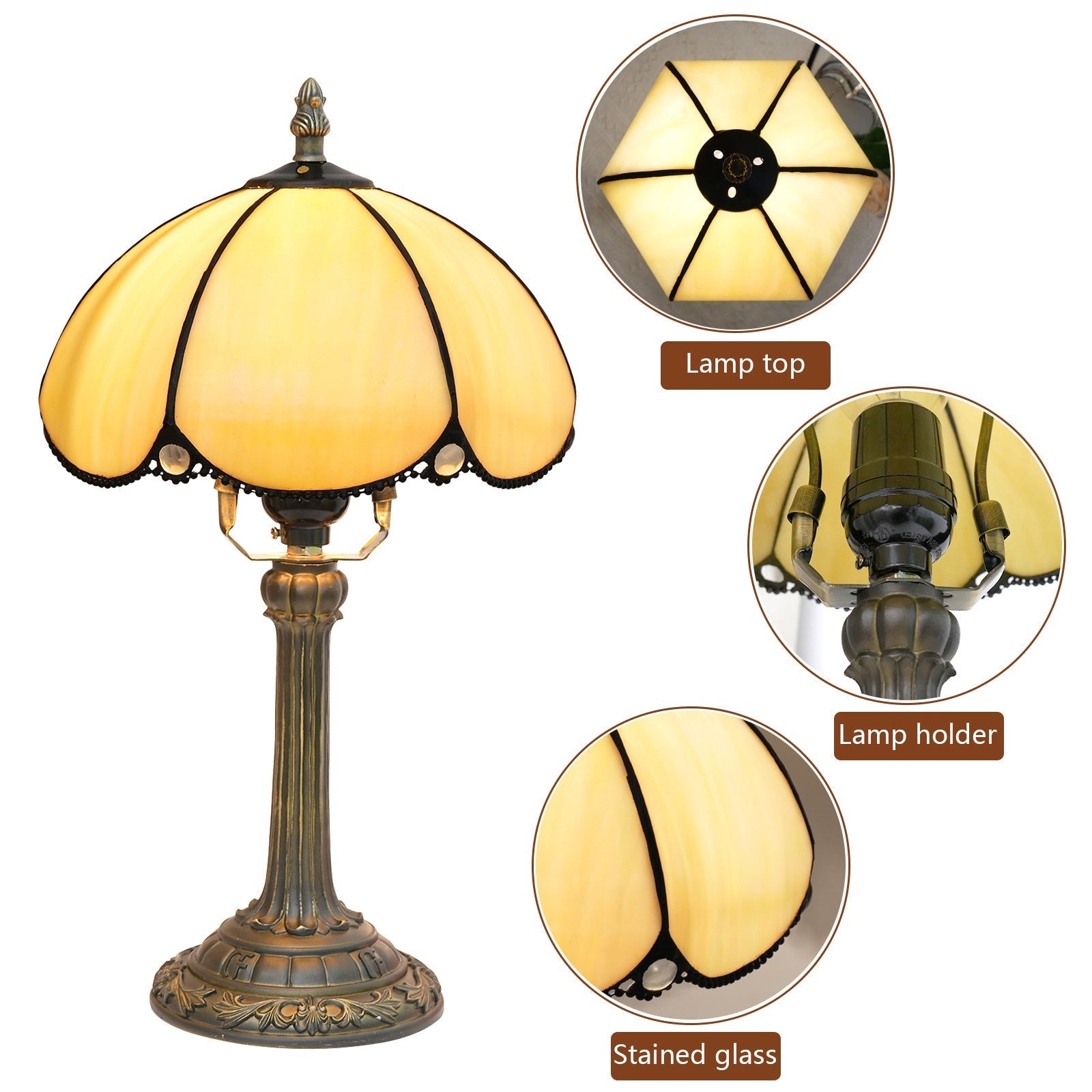 Half Round Stained Glass Table Lamp