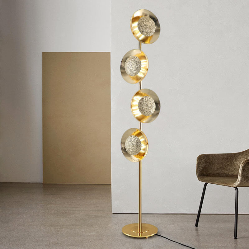 Gold Circles Disc Long Floor Lamp