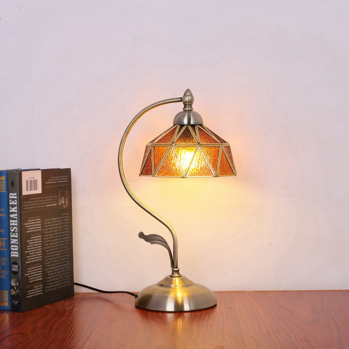 Amber Lucite Glass Table Lamp