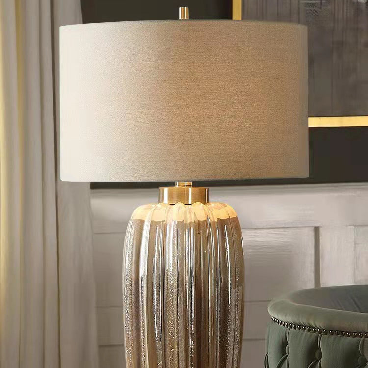 Column Ceramic Fabric Living Table Lamp