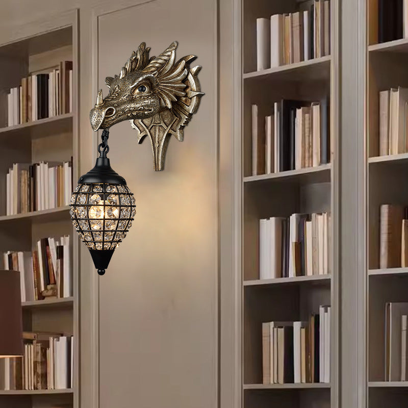 Dragon Crystal Iron Resin Wall Lamp
