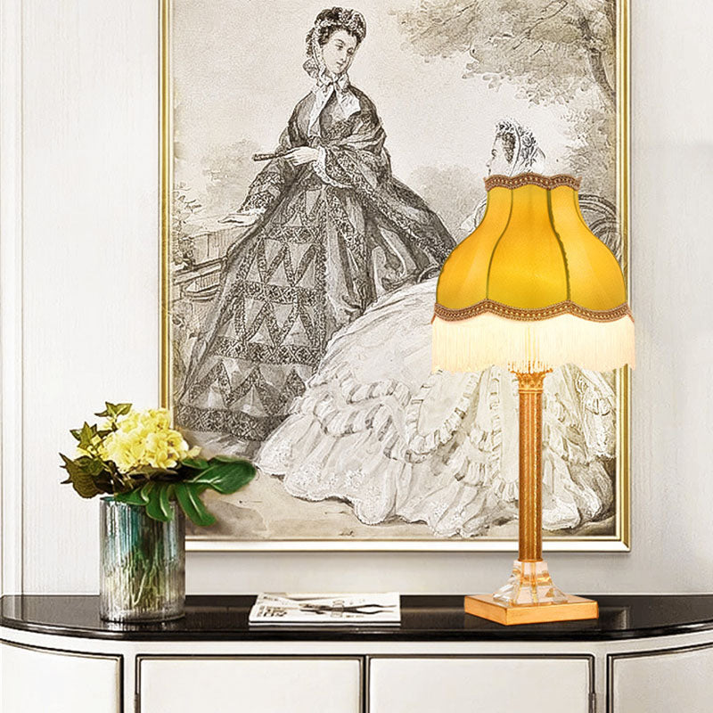 Round Dome Copper Fabric Table Lamp