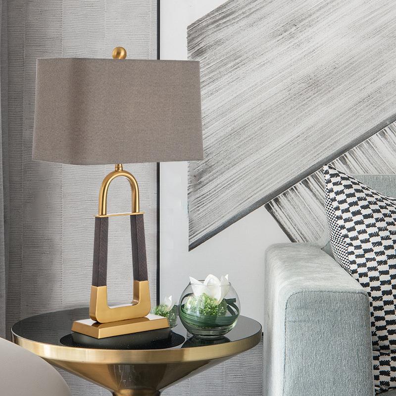 Triangle Rectangle Hardware Fabric Table Lamp