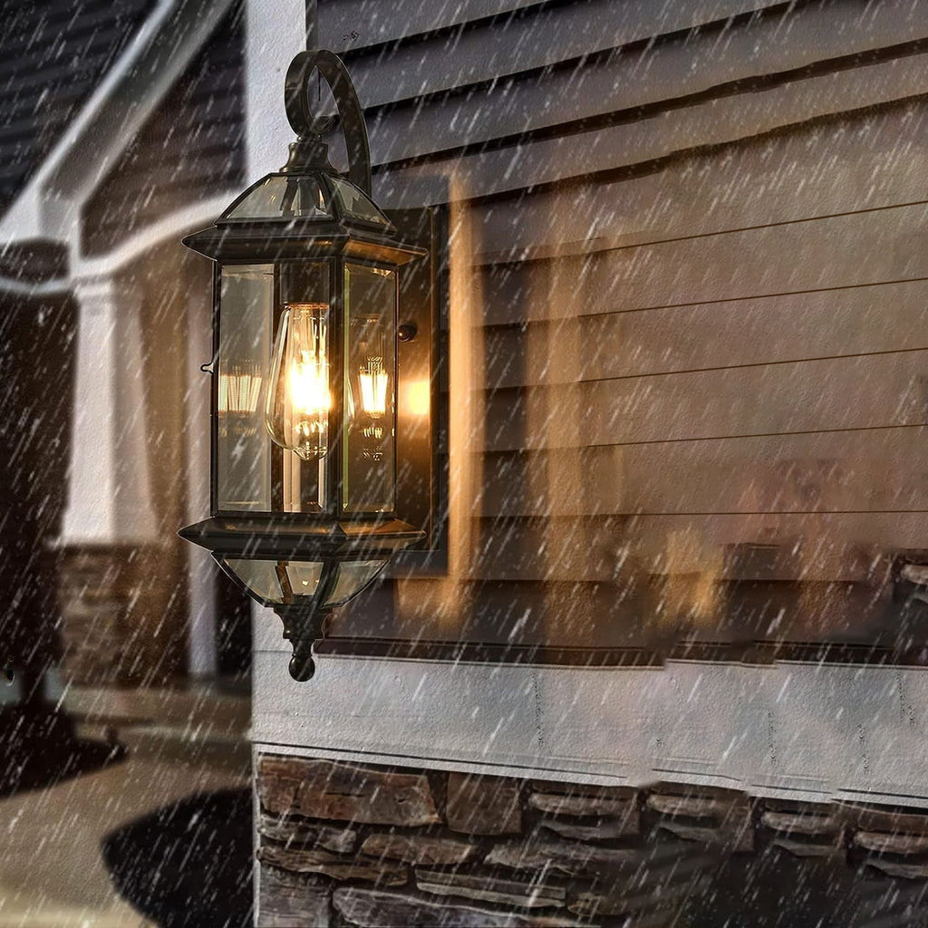 Copper Glass Lantern Patio Outdoor Light