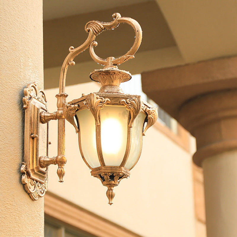 Aluminum Glass Carved Lantern Outdoor Light