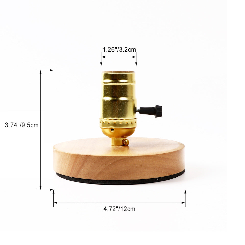 Glass Solid Wood Bedroom Table Lamp