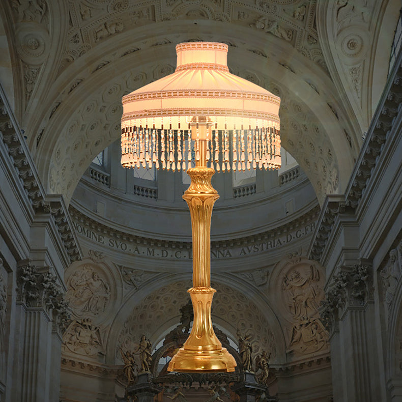 Fabric Round Brass Home Table Lamp