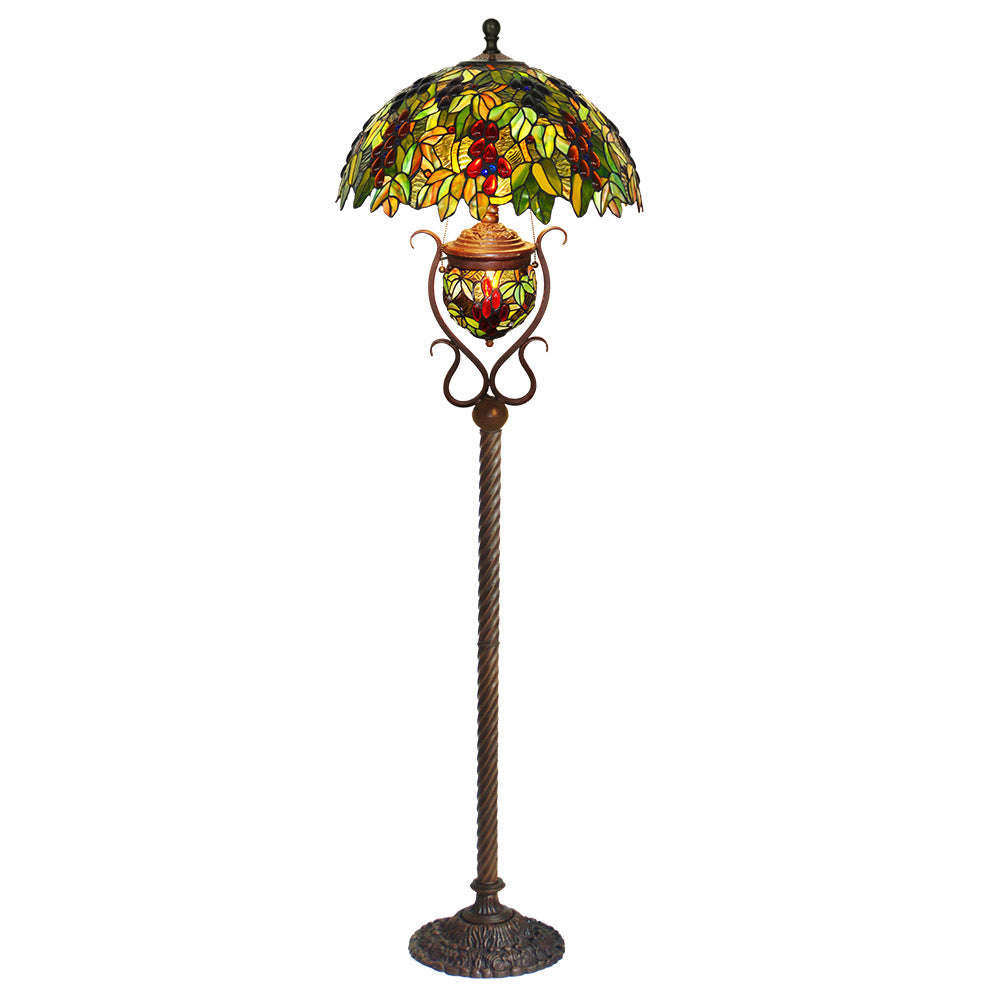 Stained Glass Grape Decor 3-Light Floor Lamp