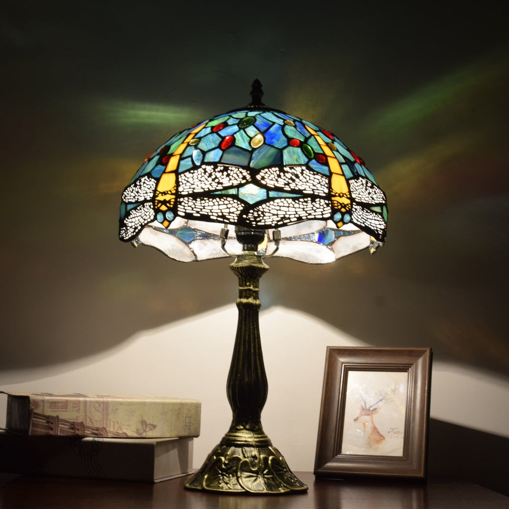 Dragonfly Stained Glass Study Table Lamp