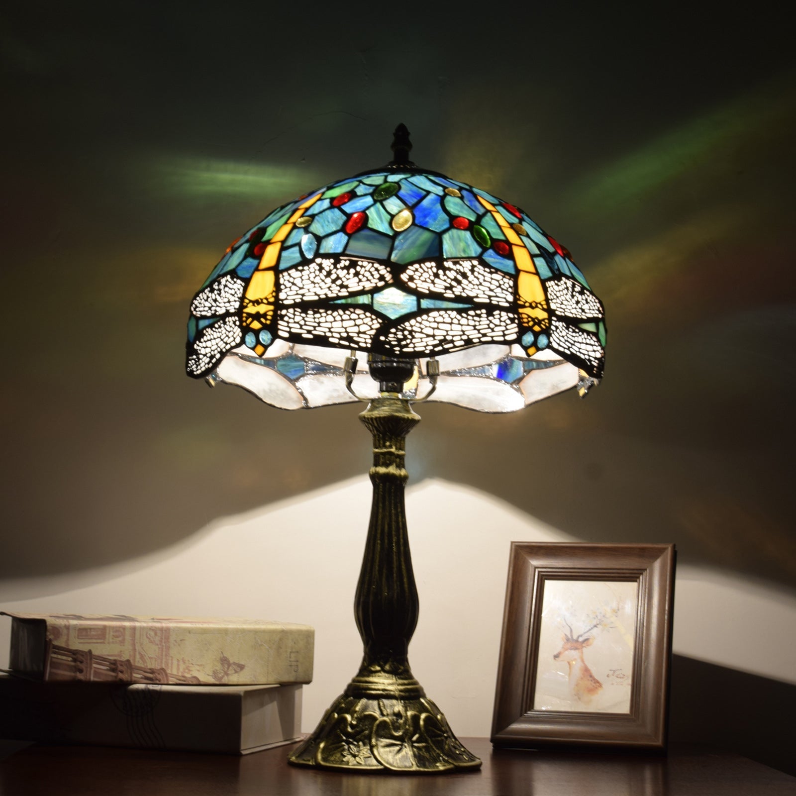 Dragonfly Stained Glass Study Table Lamp